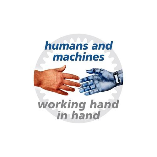 humans and machines working hand in hand trademark