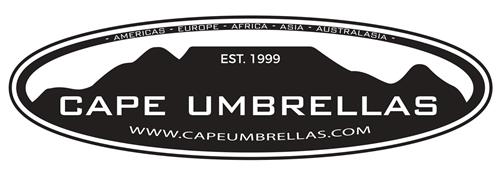 AMERICAS EUROPE AFRICA ASIA AUSTRALASIA EST. 1999 CAPE UMBRELLAS WWW.CAPEUMBRELLAS.COM trademark