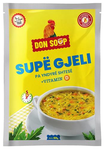 HALAL FOOD DON SOUP Pavaj Palme SUPË GJELI 5 min PA YNDYRË SHTESË + VITAMIN D Palm Oil Free Neto ; 60g trademark