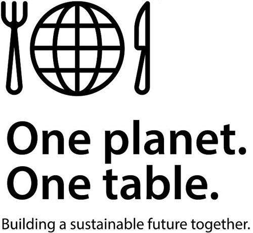 One planet . One table . Building a sustainable future together . trademark