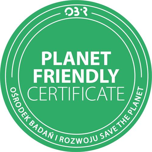 OBIR PLANET FRIENDLY CERTIFICATE OŚRODEK BADAŃ I ROZWOJU SAVE THE PLANET trademark