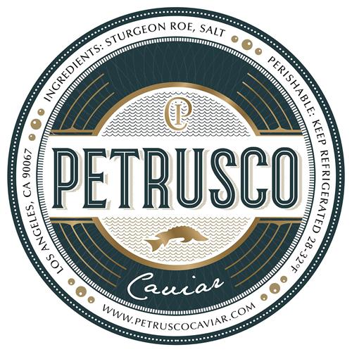 PETRUSCO Caviar INGREDIENTS: STURGEON ROE, SALT PERISHABLE: KEEP REFRIGERATED 28-32°F WWW.PETRUSCOCAVIAR.COM LOS ANGELES, CA 90067 trademark