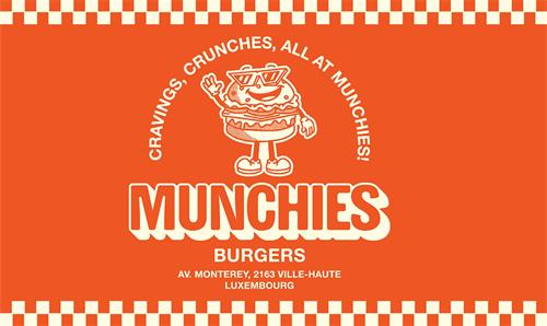 CRAVINGS, CRUNCHES,  ALL AT MUNCHIES ! MUNCHIES BURGERS AV. MONTEREY, 2163 VILLE-HAUTE LUXEMBOURG trademark