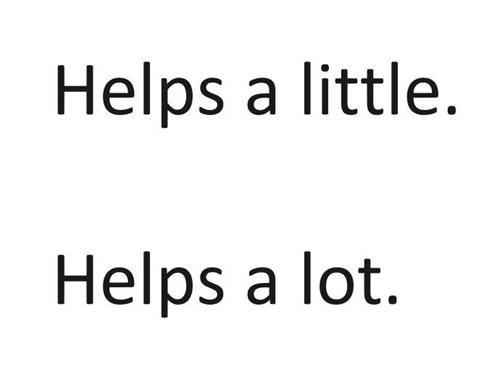 Helps a little.Helps a lot. trademark